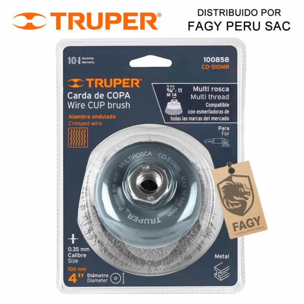 Escobilla tipo copa alambre ondulado 4″ Truper 100858